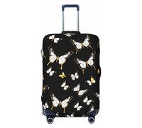 axzttupy Grande copertura per valigia, con stampa di farfalle, colore oro, bianco, nero, adatta a quasi tutti i bagagli, protezione personalizzata per bagagli da viaggio, Nero , XL