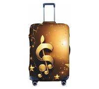 axzttupy Grande copertura per valigia, motivo: nota musicale dorata, con stampa di stelle lucide, adatta a quasi tutti i bagagli, protezione personalizzata per bagagli da viaggio, Nero , L