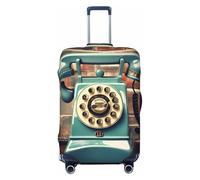 axzttupy Grande valigia con stampa di telefoni di Londra, Inghilterra, Regno Unito, stile retrò, adatta a quasi tutti i bagagli, protezione personalizzata per bagagli da viaggio, Nero , L