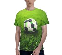 axzttupy Green Grass Soccer Print - Maglietta a maniche corte da uomo, elegante, girocollo, per ufficio, atletica, occasioni quotidiane, Nero , XXL