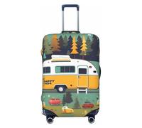 axzttupy Happy Bus Camper Stampa Grande Valigia Copertura Adatta A Quasi Qualsiasi Bagaglio Personalizzato Viaggio Bagaglio Protector, Nero , XL