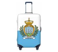axzttupy La valigia grande con stampa bandiera di San Marino si adatta a quasi tutti i bagagli Protezione per bagagli da viaggio personalizzata, Nero, L, Nero, L