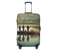 axzttupy Lago Pesca Pescatori Stampa Grande Valigia Cover Fit Quasi Qualsiasi Bagaglio Personalizzato Viaggio Bagaglio Protector, Nero , L