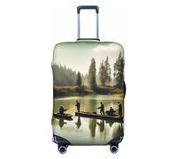 axzttupy Lago Pescatori Pescatori Stampa Grande Valigia Cover Fit Quasi Qualsiasi Bagaglio Personalizzato Viaggio Bagaglio Protector, Nero , M