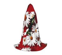 axzttupy Mantello con cappuccio con stampa floreale rosso e margherita bianca per carnevale, Halloween e feste a tema, comodo mantello