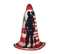 axzttupy Mantello con cappuccio con stampa patriottica dei soldati militari americani per carnevale, Halloween e feste a tema, comodo mantello