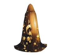 axzttupy Mantello con cappuccio dorato con nota musicale con stampa stella lucida caduta per carnevale Halloween e feste a tema comodo mantello