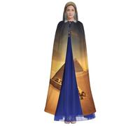 axzttupy Mantello con cappuccio unisex con piramide egiziana nel deserto, lunghezza intera, per costumi cosplay medievali rinascimentali