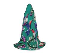axzttupy Mantello con cappuccio unisex con stampa floreale colibrì ricamata, per Natale, carnevale, Halloween, cosplay