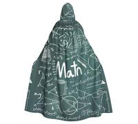 axzttupy Mantello con cappuccio unisex per Halloween con stampa di parole di matematica, lunghezza intera, per costumi cosplay medievali rinascimentali