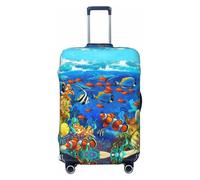 axzttupy Ocean Tropical Fish Coral Undersea World Print Large Suitcase Cover Fit Quasi Qualsiasi Bagaglio Personalizzato Viaggio Protezione, Nero , XL
