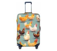 axzttupy Simpatica copertura per valigia con stampa di pollo che cammina, adatta a quasi tutti i bagagli, protezione personalizzata per bagagli da viaggio, Nero , XL