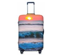 axzttupy Sunset and Sunrise con onde oceaniche e mare stampa grande valigia copertura adatta quasi tutti i bagagli personalizzato viaggio bagagli Protector, Nero , S