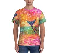 axzttupy T-shirt da uomo a maniche corte con stampa a coda di sirena per allenamento casual uscite comode da indossare tutti i giorni, Nero , 3XL