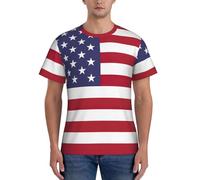 axzttupy T-shirt da uomo a maniche corte con stampa bandiera americana per allenamento casual uscite comode da indossare tutti i giorni, Nero , L
