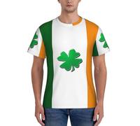 axzttupy T-shirt da uomo a maniche corte con stampa bandiera irlandese per allenamento casual uscite comode da indossare tutti i giorni, Nero , S