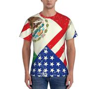 axzttupy T-shirt da uomo a maniche corte con stampa bandiera messicana americana allenamento casual uscite comode da indossare tutti i giorni sport, Nero , M