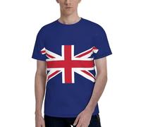 axzttupy T-shirt da uomo a maniche corte con stampa con bandiera britannica, elegante, girocollo, ufficio, atletica, occasioni quotidiane, Nero , 3XL