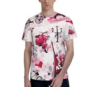 axzttupy T-shirt da uomo a maniche corte con stampa della Torre Eiffel di Parigi, alla moda, girocollo, per ufficio, atletica, uso quotidiano, Nero , XXL