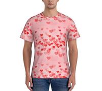axzttupy T-shirt da uomo a maniche corte con stampa di cuori rossi per allenamento casual uscite comode da indossare tutti i giorni, Nero , XXL