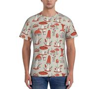 axzttupy T-shirt da uomo a maniche corte con stampa di funghi rossi per allenamento casual uscite comode da indossare tutti i giorni, Nero , L