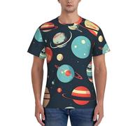 axzttupy T-shirt da uomo a maniche corte con stampa di pianeti dello spazio esterno per allenamento casual uscite comode da indossare tutti i giorni, Nero , S