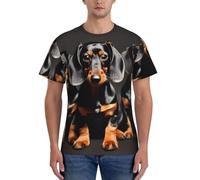 axzttupy T-shirt da uomo a maniche corte con stampa di tre bassotti per allenamento casual uscite comode da indossare tutti i giorni, Nero , XL