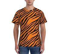 axzttupy T-shirt da uomo a maniche corte con stampa leopardata tigre arancione allenamento casual uscite comode da indossare tutti i giorni sport, Nero , 3XL