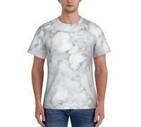 axzttupy T-shirt da uomo a maniche corte con stampa marmo nero chiaro per allenamento casual uscite comode da indossare tutti i giorni, Nero , L