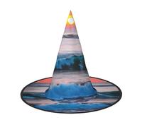 axzttupy Tramonto e alba con onde del mare dell'oceano stampa cappello da strega di Halloween unisex costume di carnevale accessorio feste cosplay e feste