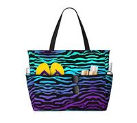 axzttupy Viola Blu Verde Camouflage Zebra Stripes Stampa Grande Capacità Spiaggia Borsa da Viaggio Leggero Tote Vacanze Picnic Attività all'aperto