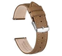 Ayadoo 20mm Watch Strap Quick Release Oil Wax Leather，for Men Women Classic Replacement Watch Straps, Silver Buckle