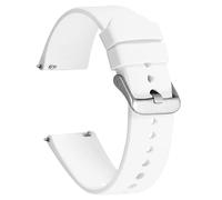 Ayadoo Cinturino in Silicone da 18mm per Uomo e Donna, Cinturini in Gomma della Serie Sporty, Bianco con Fibbia Argentata