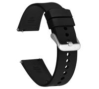 Ayadoo Cinturino in Silicone da 21mm per Uomo e Donna, Cinturini in Gomma della Serie Sporty, Nero con Fibbia Argentata