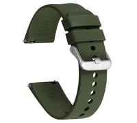 Ayadoo Cinturino in Silicone da 21mm per Uomo e Donna, Cinturini in Gomma della Serie Sporty, Verde con Fibbia Argentata