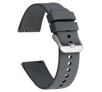 Ayadoo Cinturino in Silicone da 22mm per Uomo e Donna, Cinturini in Gomma della Serie Sporty, Grigio con Fibbia Argentata