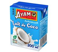 AYAM Latte di cocco, sapore autentico, noce di cocco fresca, di alta qualità, sano, latte vegetale, senza lattosio, senza glutine, senza conservanti, 200 ml, 6 pezzi