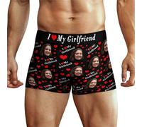 Ayambetus Personalizzato I Love My Girlfriend Boxer con Foto Boxer da Uomo Personalizzati Slip con Foto del Volto Boxer Intimo Personalizzato Mutande Taglia-L