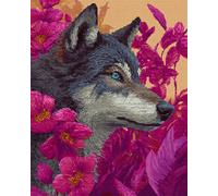 AYAOYANGGO Animale Kit All'Uncinetto Lupo Di Fantasia Kit Per Tappeto Con Gancio，Grande Arazzo In Tela Prestampata，Ricamo Fai Da Te Per Zerbino Per Adulti 23x16in