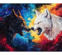 AYAOYANGGO Animale Kit All'Uncinetto Lupo Fantastico Kit Per Realizzare Tappeti，Kits Per Cuscini Con Gancio，Artigianato Fai Da Te Per Decorazioni Per La Casa E Le Feste 35x46in