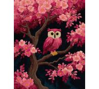 AYAOYANGGO Animale Kit Tappeto Annodato Alberi In Fiore E Gufi Kit Per Tappeto All'Uncinetto，Kits Per Punto Croce，Artigianato，Regali，Zerbini，Decorazioni，Tela Per Arazzo 35x46in