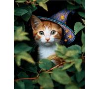 AYAOYANGGO Animale Kit Tappeto Annodato Gatto Con Il Cappello Kit Per Tappeto All'Uncinetto，Kits Per Punto Croce，Artigianato，Regali，Zerbini，Decorazioni，Tela Per Arazzo 33x45in