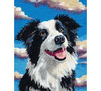 AYAOYANGGO DIY Animale Kit Completo Per Tufting Border Collie Dei Cartoni Animati Kit Per La Realizzazione Di Tappeti Per Adulti E Bambini，Kits Per Arazzi，Ricami，Cucito E Bricolage 23x35in