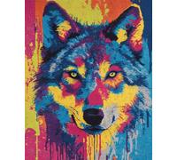 AYAOYANGGO DIY Animale Kit Per Tappeti Con Gancio A Scatto Lupo Dei Graffiti Kit Fai Da Te Per Uncinetto,Ricamo Su Tappeto,Kits Per Arazzo,Lavori Di Cucito Per La Decorazione Della Casa 31x63in