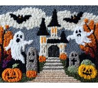 AYAOYANGGO DIY Kit Per Tappeti Con Gancio A Scatto Castello E Fantasma Dei Cartoni Animati Kit Per Realizzare Tappeti A Punto Croce，Kits Per Arazzi All'Uncinetto，Set Per Ricamo，Lavori Di Cuc 35x46in