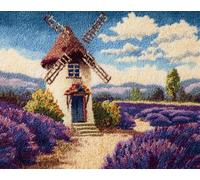 AYAOYANGGO DIY Paesaggio Tappeto Annodato Da Realizzare Mulino A Vento E Lavanda Kit Per La Creazione Di Tappeti，Kits Per Ricamo A Punto Croce，Lavori Di Cucito Per L'Arredamento Della Casa 31x63in