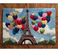 AYAOYANGGO DIY Paesaggio Tappeto Annodato Da Realizzare Torre Eiffel E Palloncini Tappeti Fai Da Te Per Adulti Con Tela Stampata A Colori，Kit Per Ricamo All'Uncinetto，Decorazioni Per La Casa 21x29in