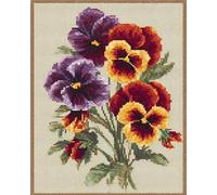 AYAOYANGGO Kit Ricamo Principianti Fiori Colorati Di Viola Del Pensiero Set Ricamo Fai Da Te Dipinto Contato Stampato Tamped Arte Murale Decorazione Casa 11CT 30x40cm