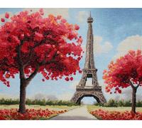AYAOYANGGO Paesaggio Kit Completo Per Tuftingalberi In Fiore E Torre Kit Per La Realizzazione Di Tappeti Per Adulti E Bambini，Kits Per Arazzi，Ricami，Cucito E Bricolage 21x29in