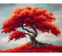 AYAOYANGGO Paesaggio Kit Completo Per Tuftingalbero Rosso Fantasy Kit Per Tappeti Con Gancio Per Adulti E Principianti，Fai Da Te，Zerbini，Regali，Decorazioni Per La Casa. 35x46in